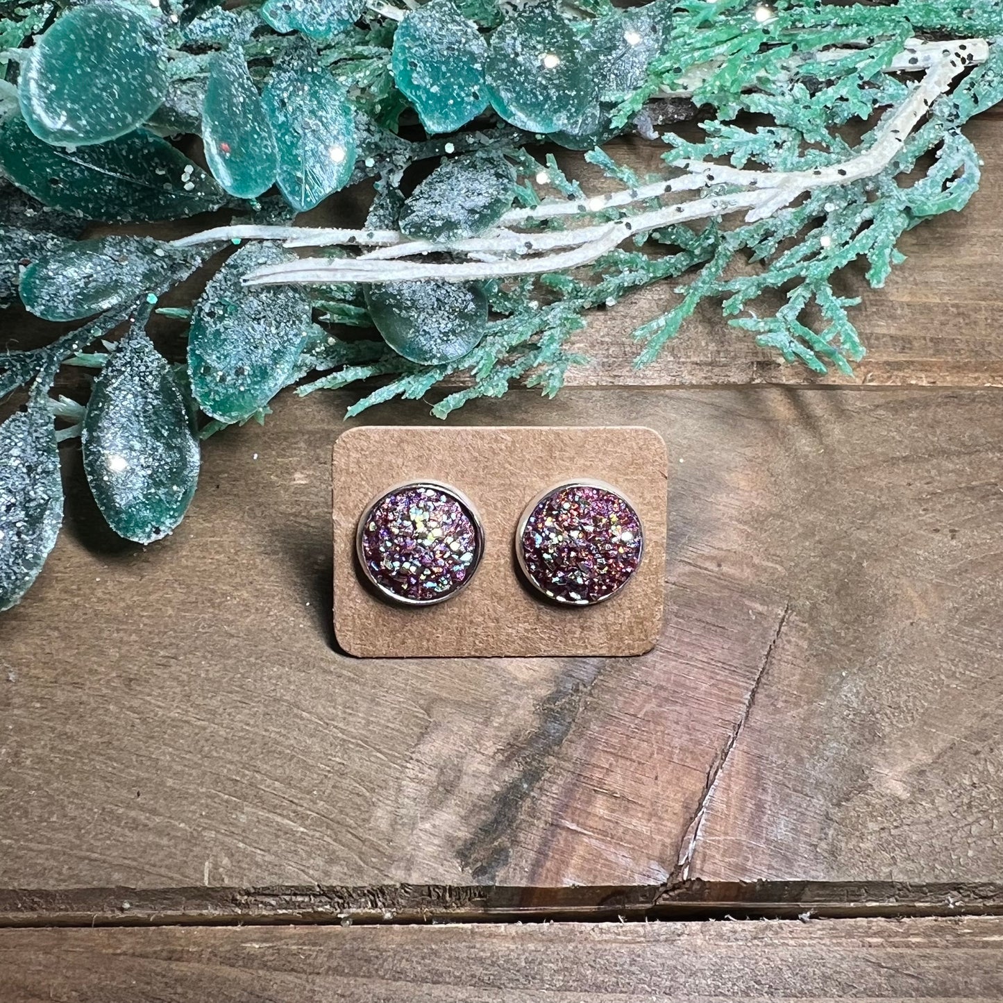 12mm Druzy Stud Earrings