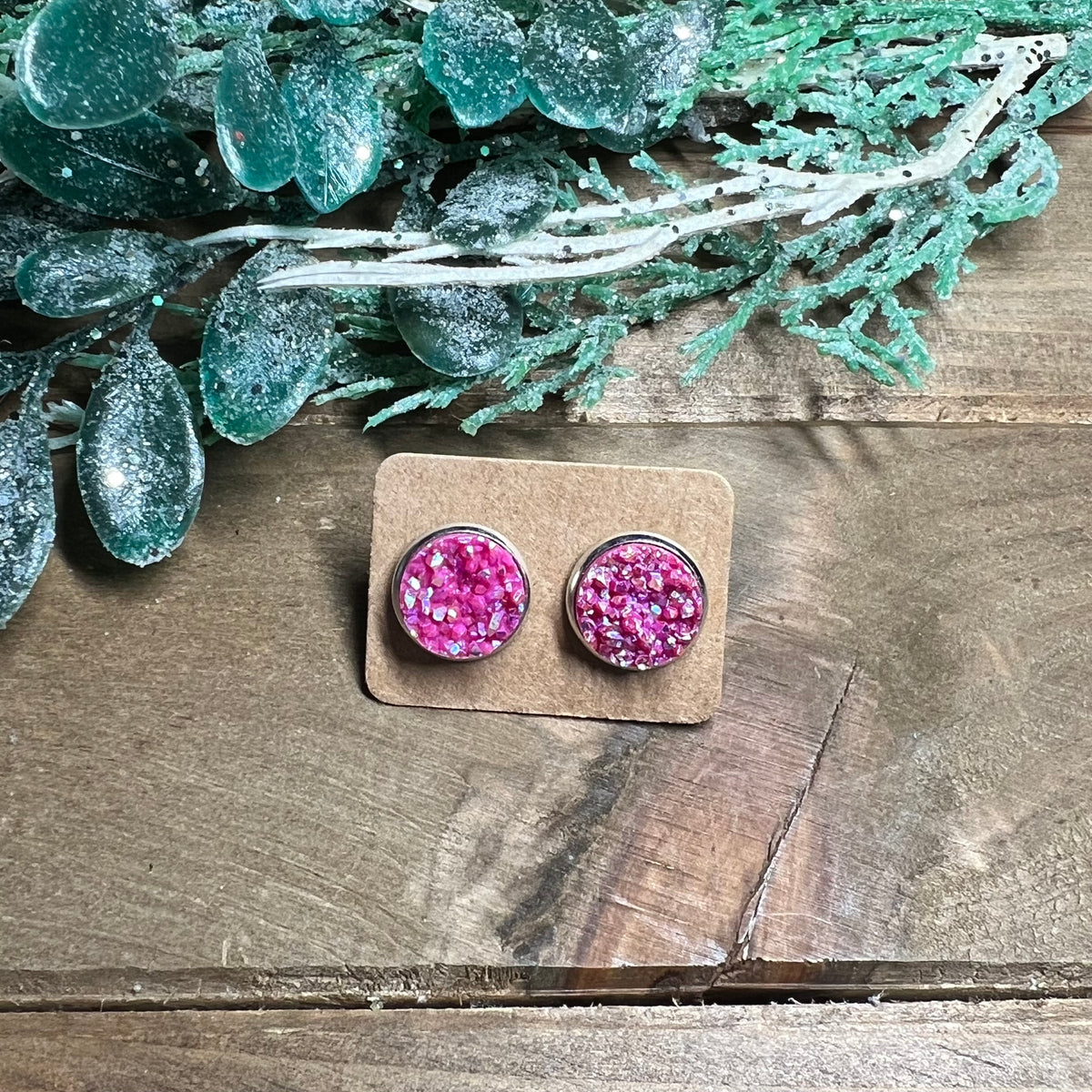 12mm Druzy Stud Earrings